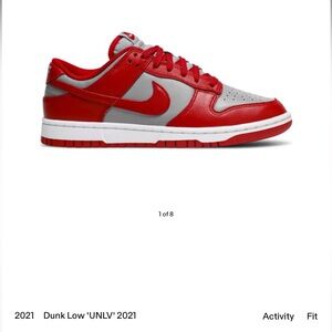Nike Dunk Low GS Size 6.5Y Shoes Red Gray UNLV Sneakers Low
